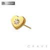 IMPLANT GRADE TITANIUM THREADLESS PUSH IN CLEAR CENTER CZ HEART TOP PART